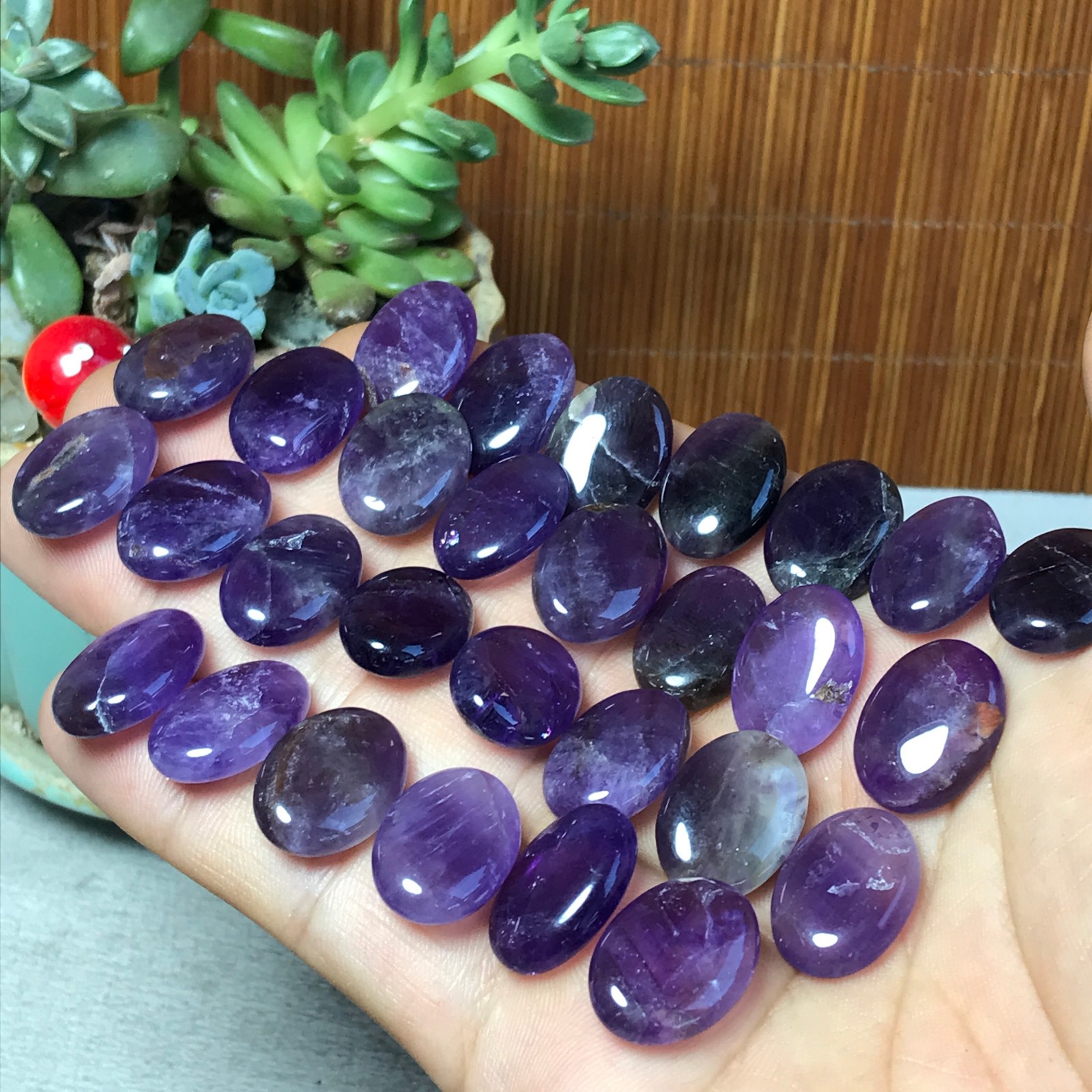 29pcs Natural Amethyst Oval Flat Cabochon Gemstone for Jewelry DIY Craft A7271