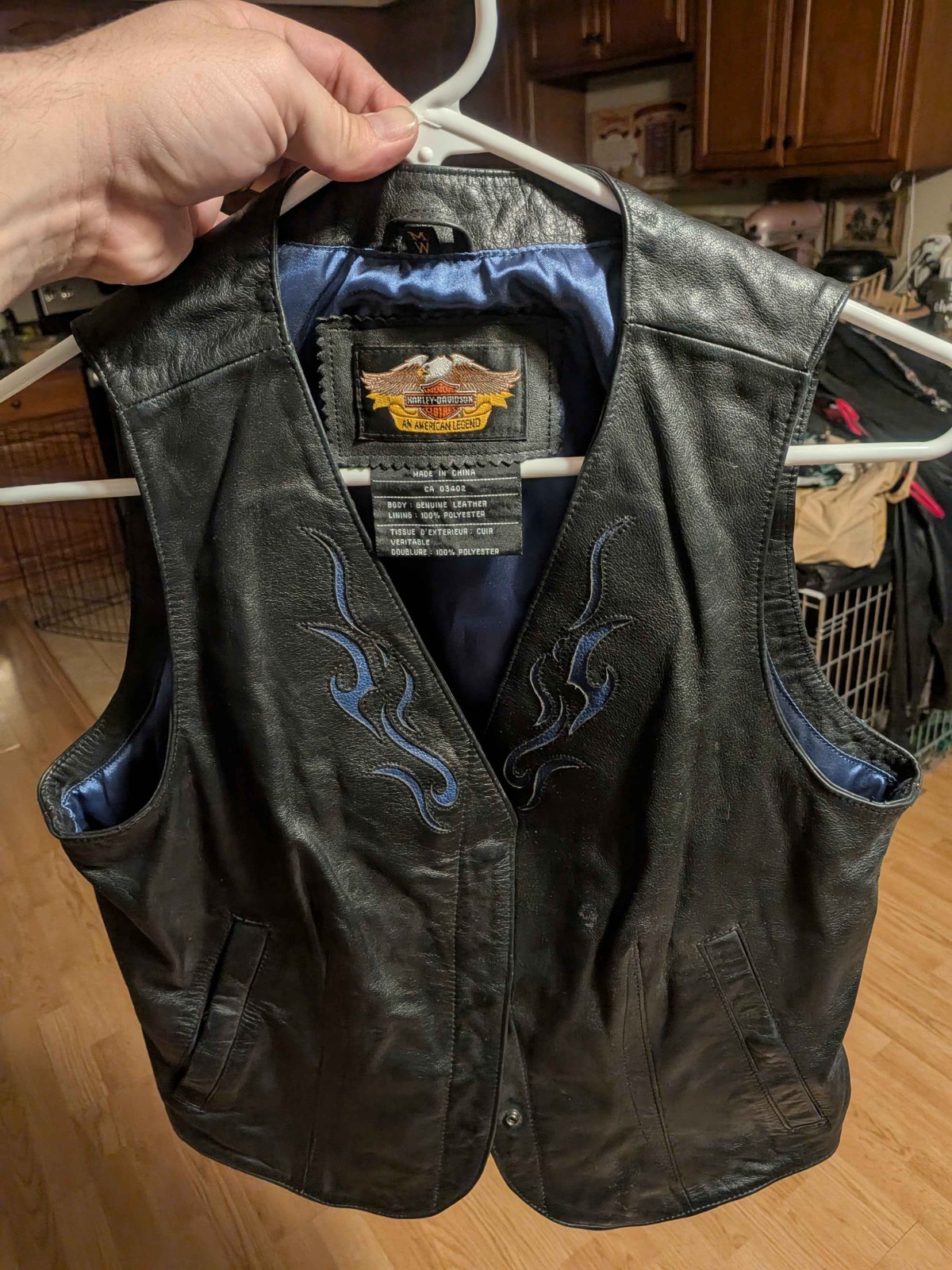 Vintage Harley Davidson Womans M Black Leather Vest