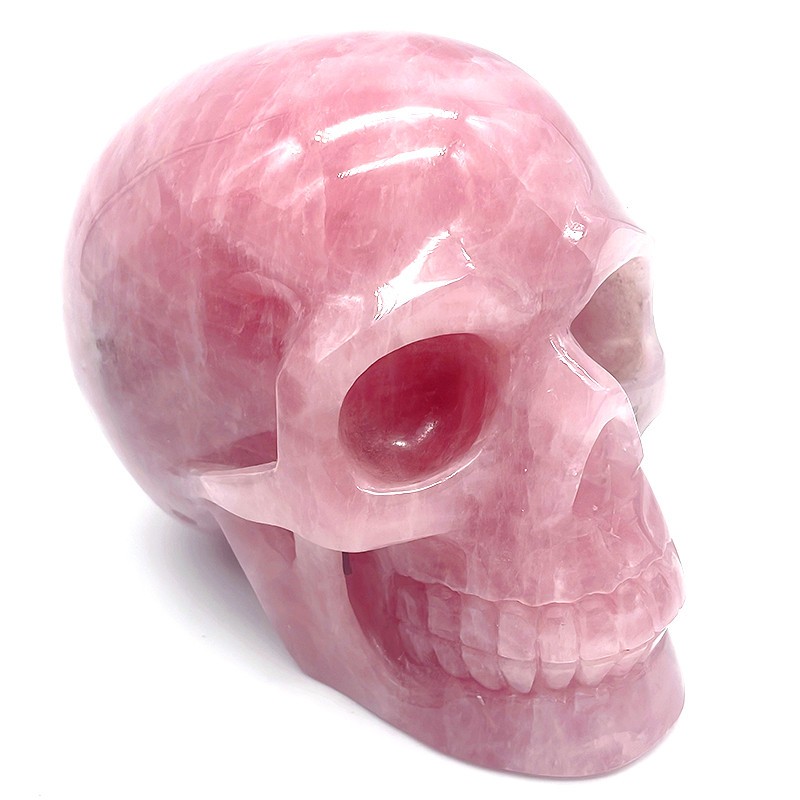 5.9\'\' Natural Rose quartz Hand Carved Crystal Skull, Realistic , Crystal Healing