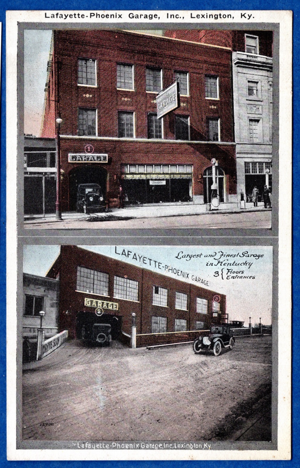 Lexington Kentucky Lafayette - Phoenix Hotels Auto Garage KY Antique postcard