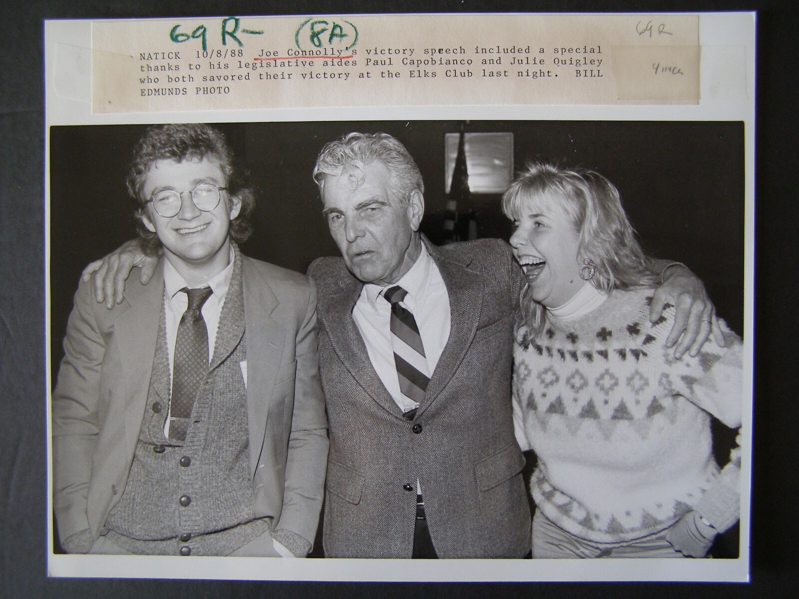 Glossy Press Photo 1988 Joe Connolly's Victory Paul Capobianco & Julie Quigley