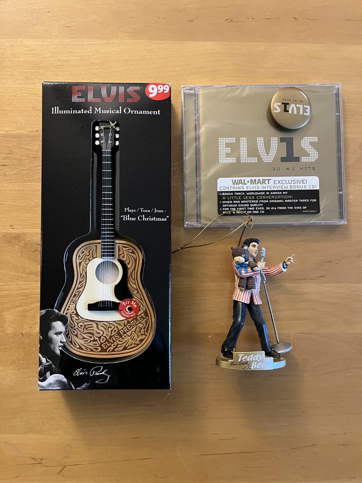 Elvis Presley Christmas Ornament and CD Lot Gift Bundle