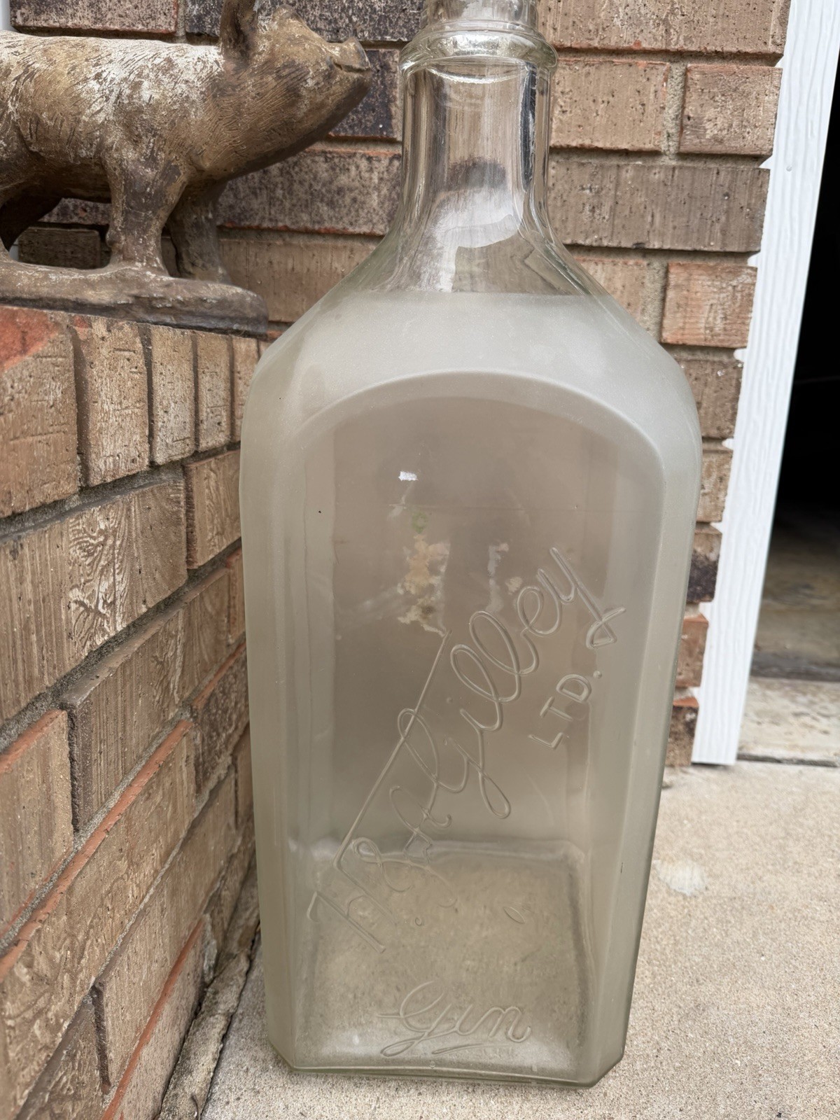 Vintage W-A Gilley Gin Frosted Square Bottle Liquor Store Display 25” Tall