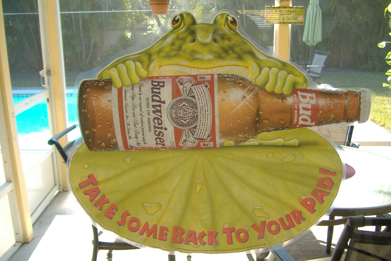 Rare Budweiser Beer  Frogs Vinyl Static Cling 14 3/4\