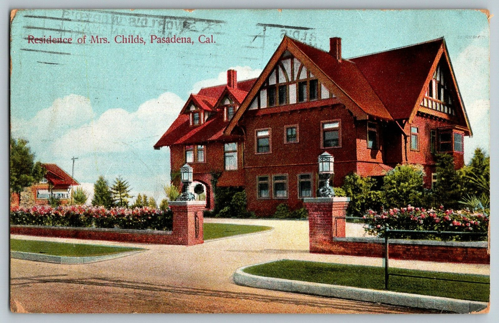 Pasadena, California - Residence of Mrs. Childs - Vintage Postcard - Posted
