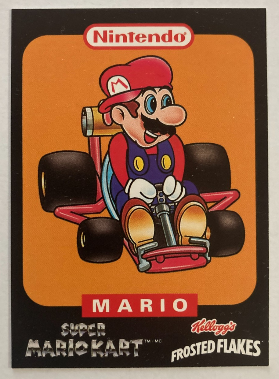Kelloggs Frosted Flakes 1993 Super Mario Kart Tony\'s Tips Mario Card SNES