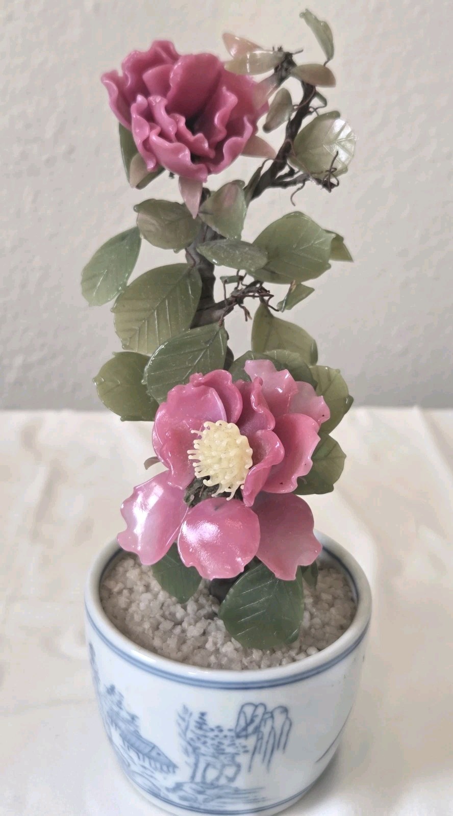 Vintage Mid-Century Japanese Lucite Peony Bonsai Tree  Decoration Pot Japan