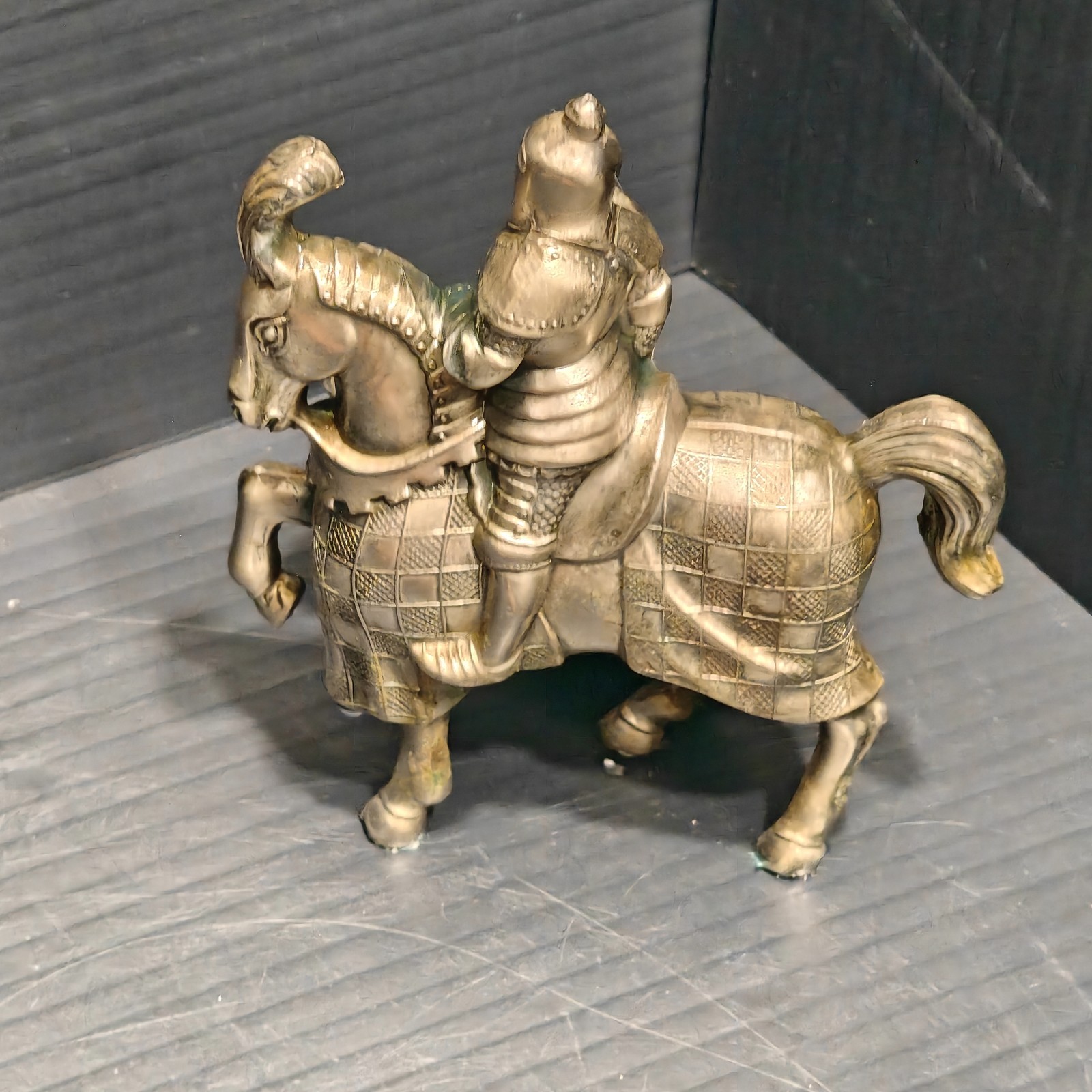 Vintage Japan Knight Horse Ashtray Metal Medieval Equestrian Figurine 4\