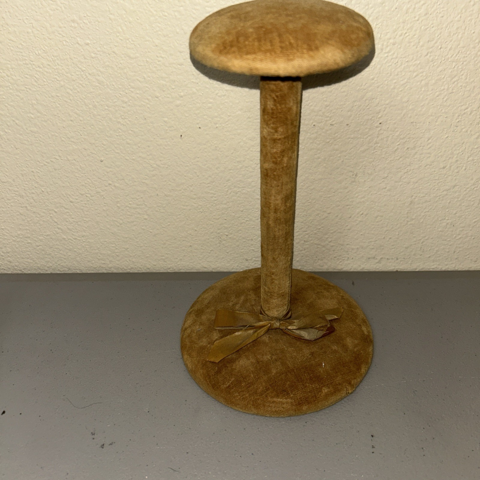 Vintage Velvet Hat Wig Display Stand 8.5”