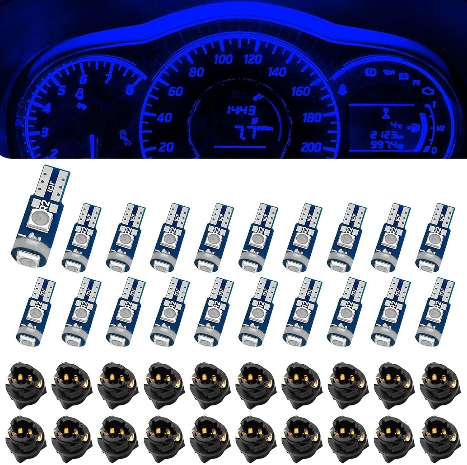 Luces Led Auto Azul Hielo Para Iluminar La Placa Del Tablero De Instrumentos 20p