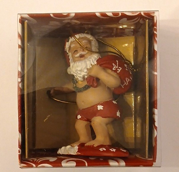 Island Heritage Hand Painted Surfing Santa Hawaii Ornament 13089-000