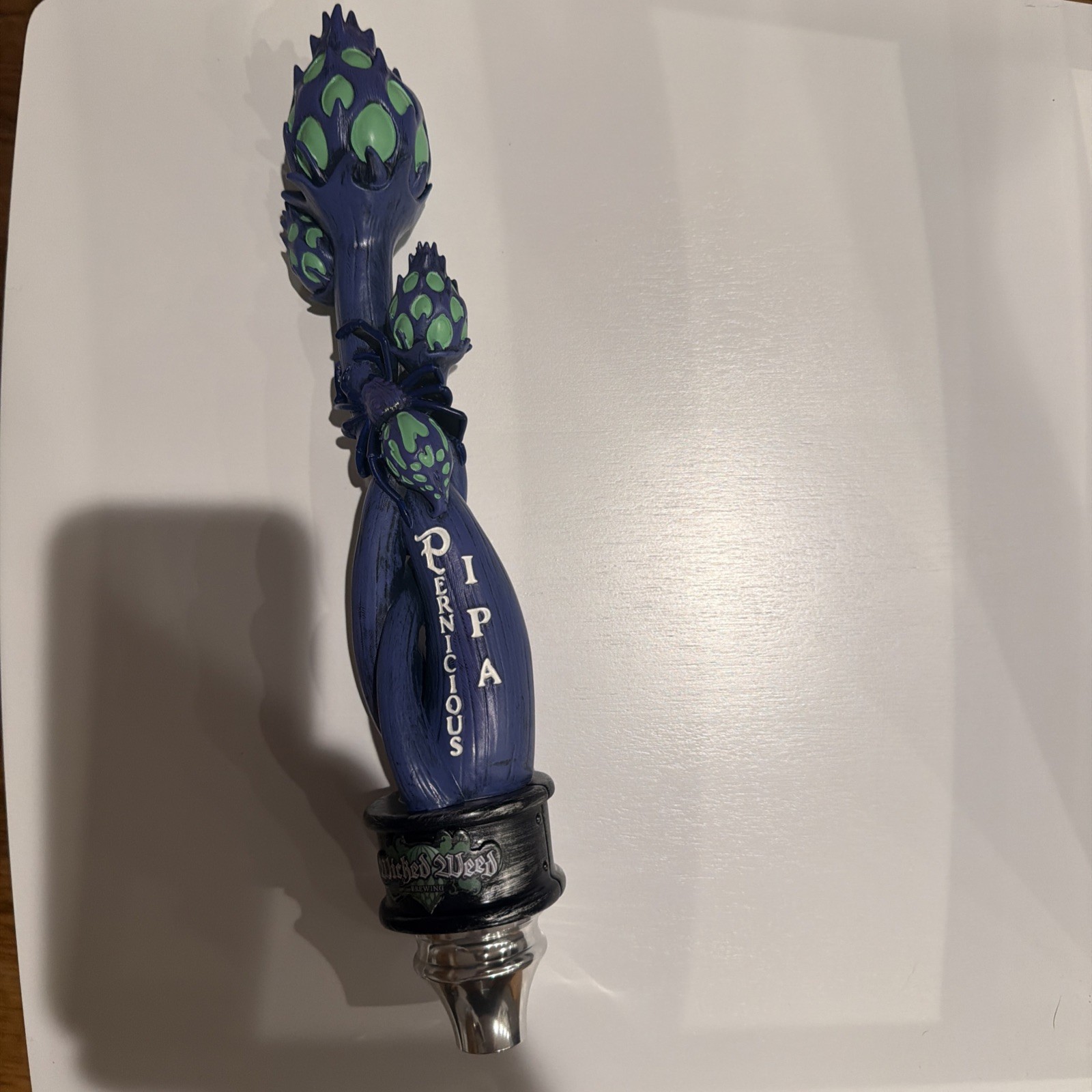 Wicked Weed Brewing Pernicious Beer Tap Handle Blue IPA Spider Multicolor