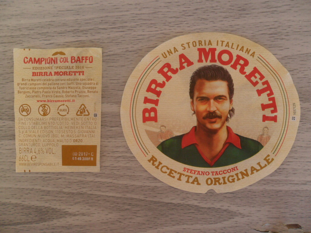 BEER LABELS MORETTI CHAMPIONS WITH MOUSTACHE EDITION 2016 VARIOUS COLLECTION