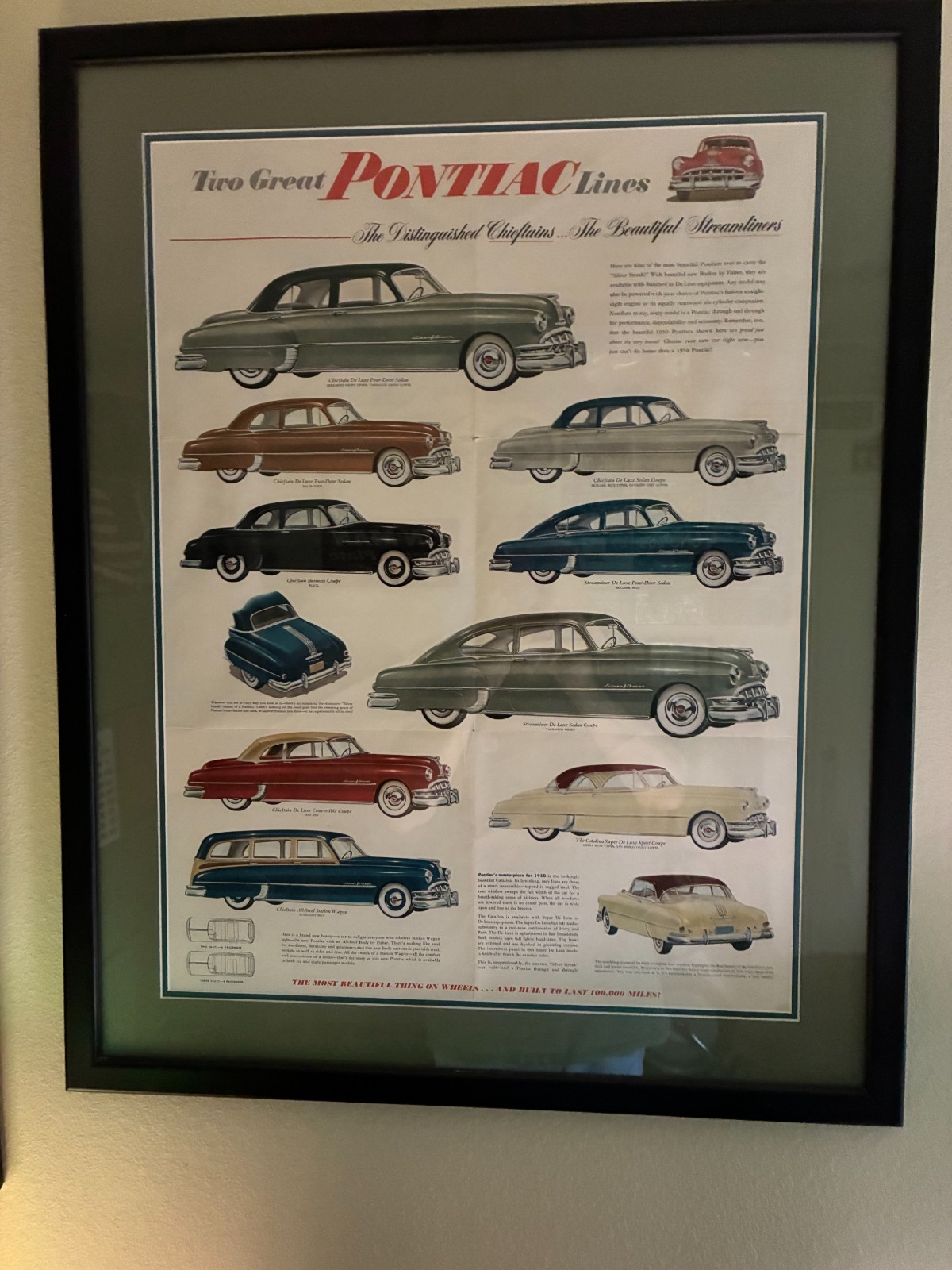 1950 Pontiac Sales Brochure Original 18 Models Vintage Car Vehicle