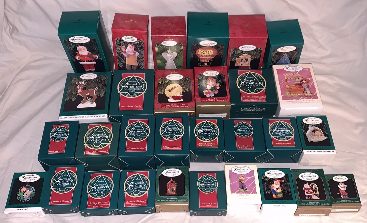 30  1990s  Vintage  Collector's Club  Hallmark Keepsake Ornaments  Orig Boxes