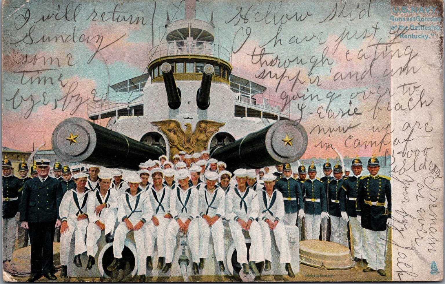 1907 US Navy Battleship Kentucky Guns & Gunners Postcard Raphael Tuck 1907 US Navy Battleship Kentucky Guns & Gunners Postcard Raphael Tuck
