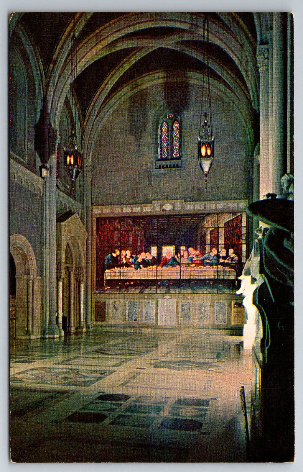 Vintage Postcard CA Glendale The Last Supper Interior View -2823