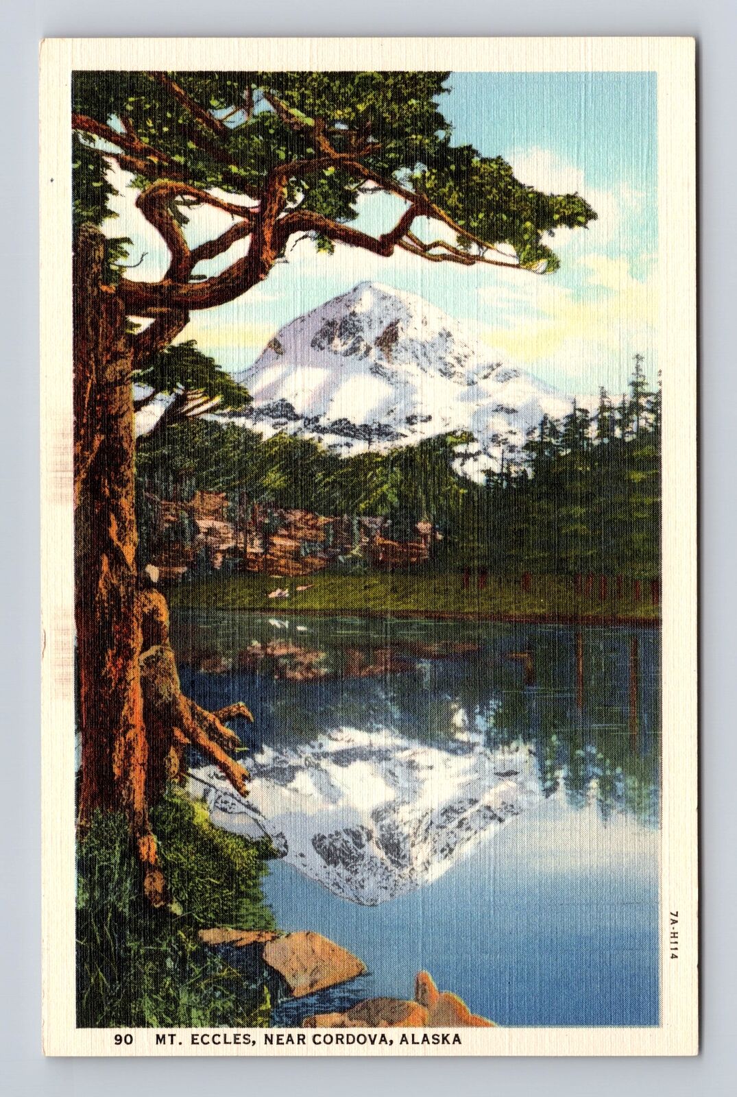 Cordova AK-Alaska, Mt Eccles, Lake Side, Antique Vintage Souvenir Postcard