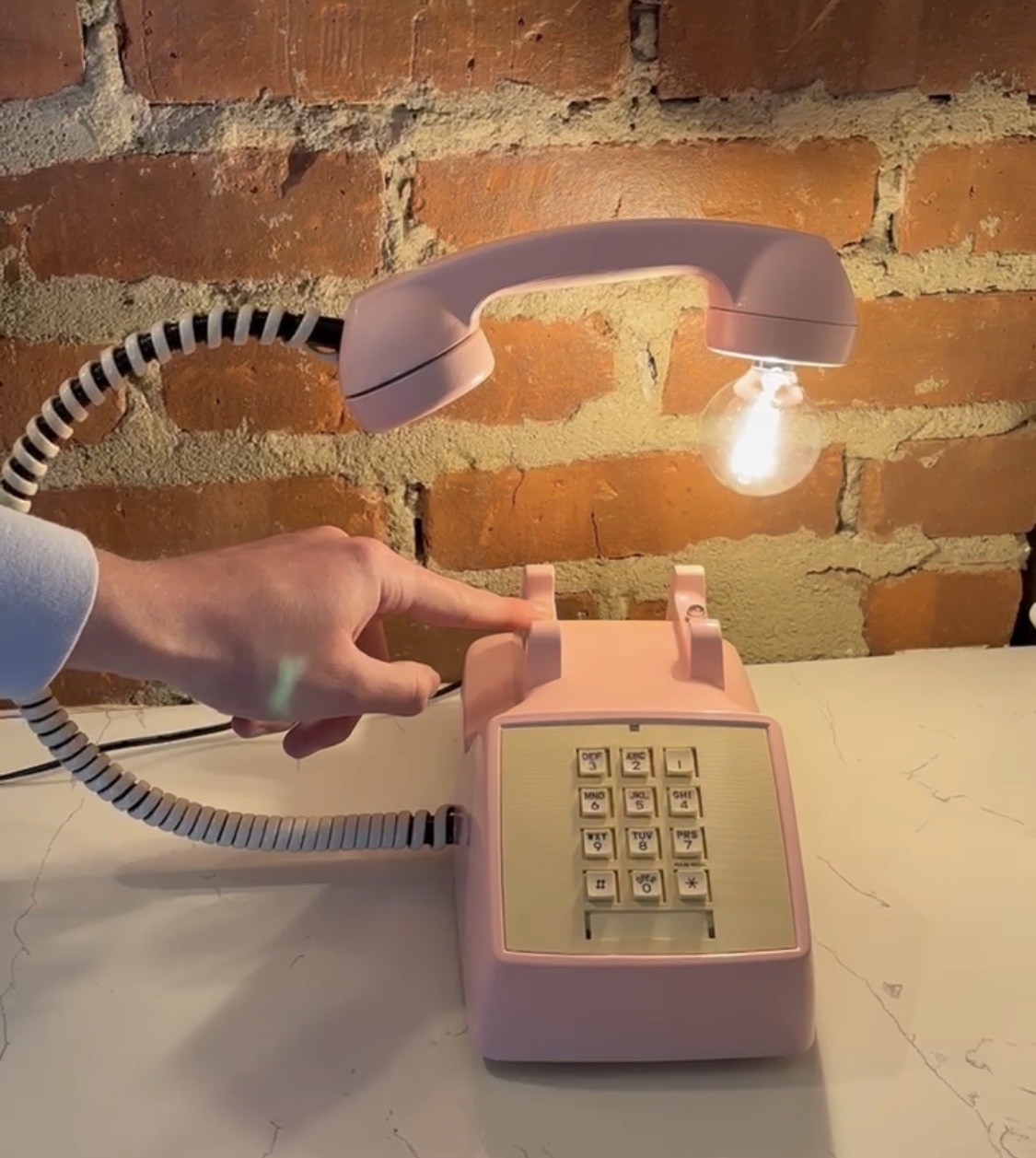 Vintage Pink Telephone Lamp Plays Music Connects UpCycled Phone See Video