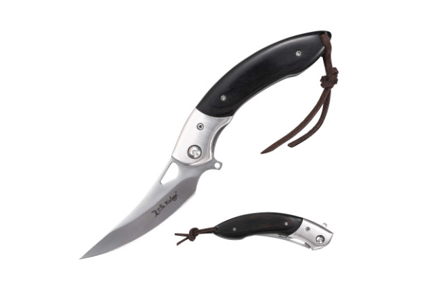Elk Ridge Black Wood Folding Pocket Knife Trailing Point Assisted EDC 8\