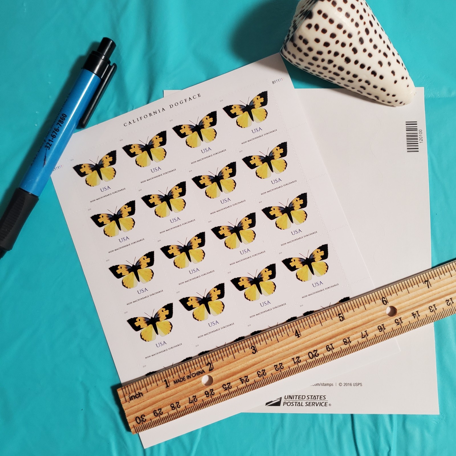 USPS Stamps Sheet of 20 Non Machinable Butterfly California Dogface
