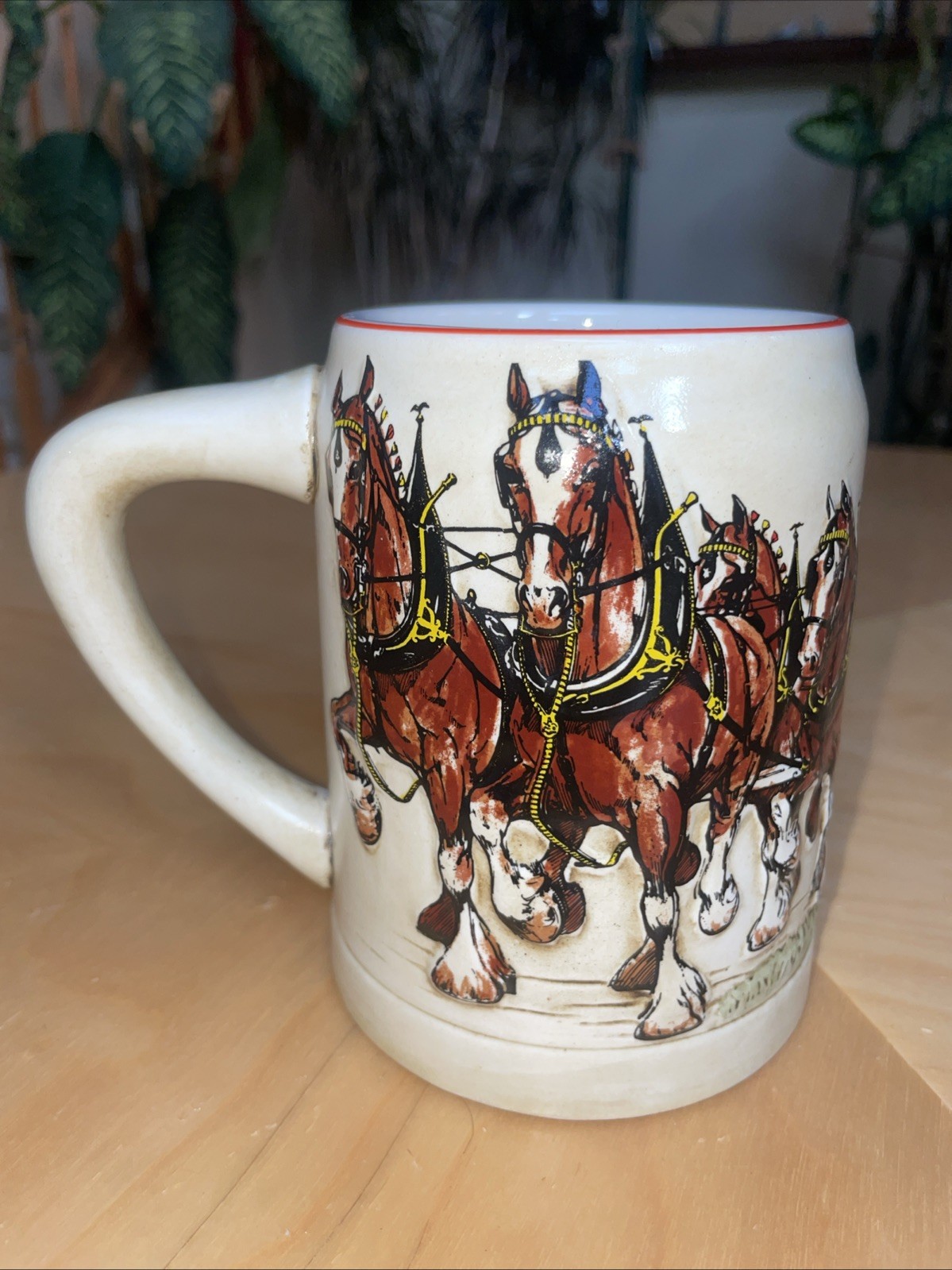 Rare Limited Edition 1980 Budweiser Holiday Beer Stein Champion Clydesdales Bud