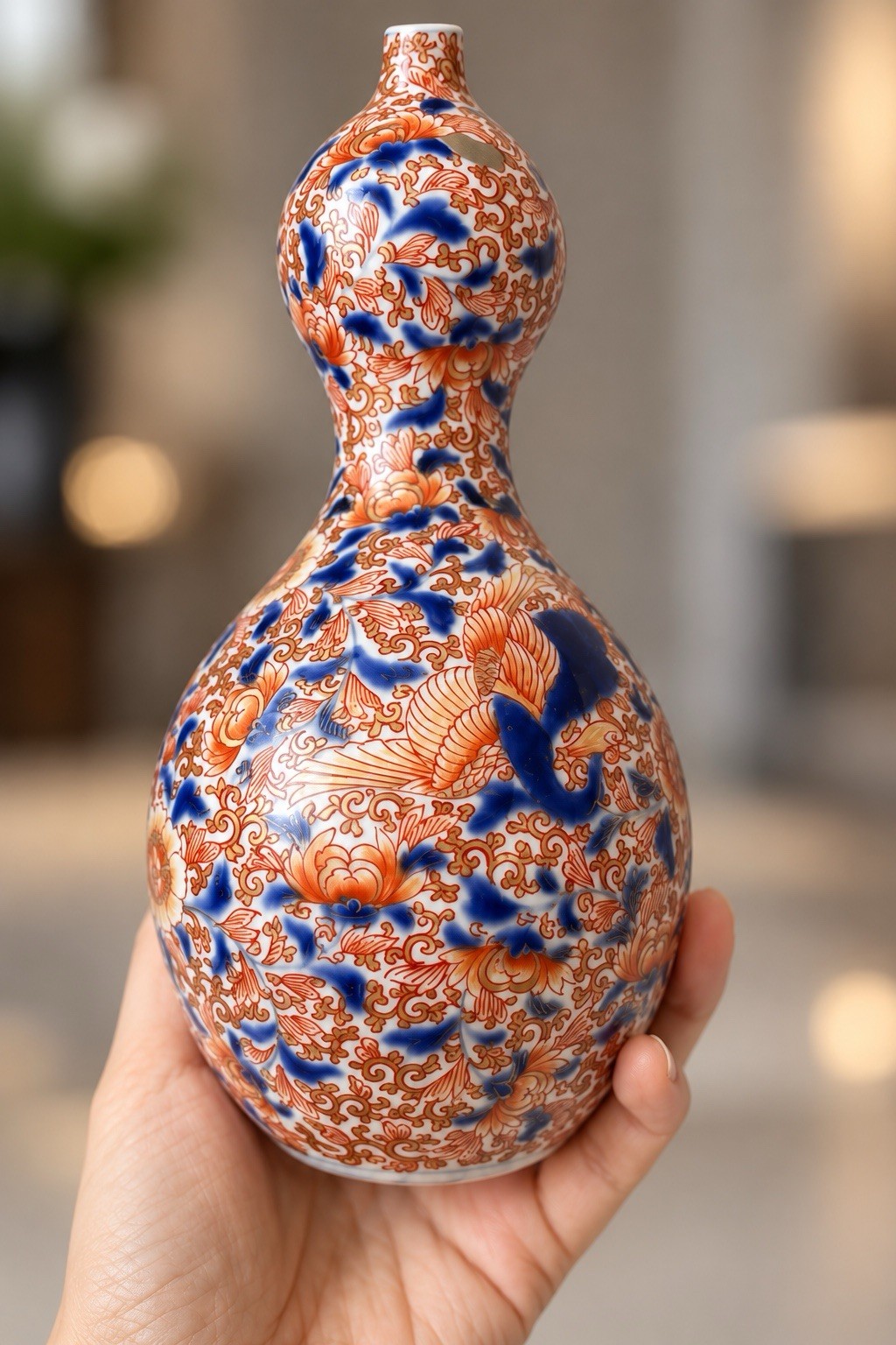 Antique Chinese Imari Double Gourd Vase Porcelaine Qing Late Kangxi C.1700