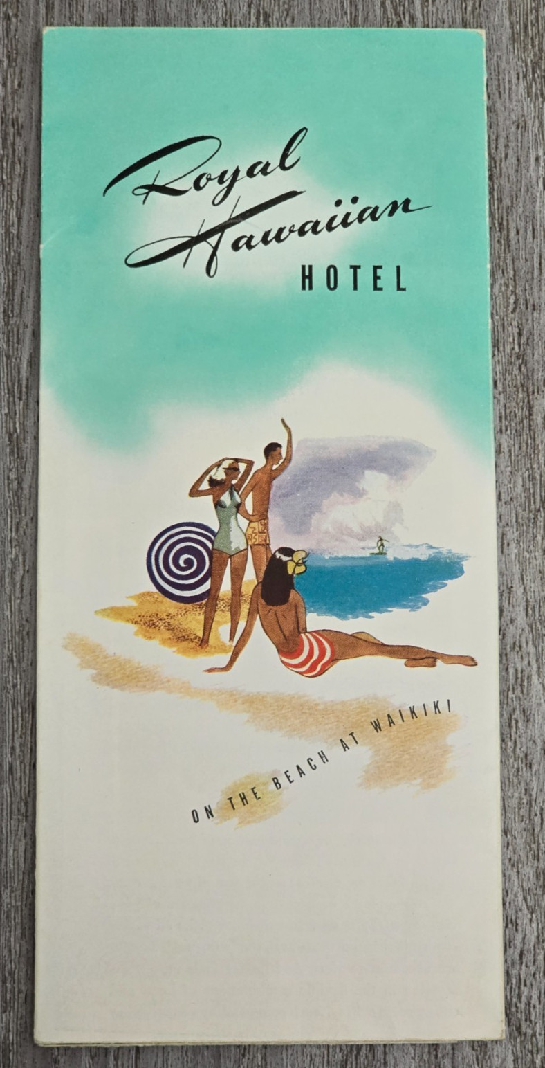 1960 Royal Hawaiian Hotel Waikiki Beach Travel Brochure Fold-Out Island Vacation