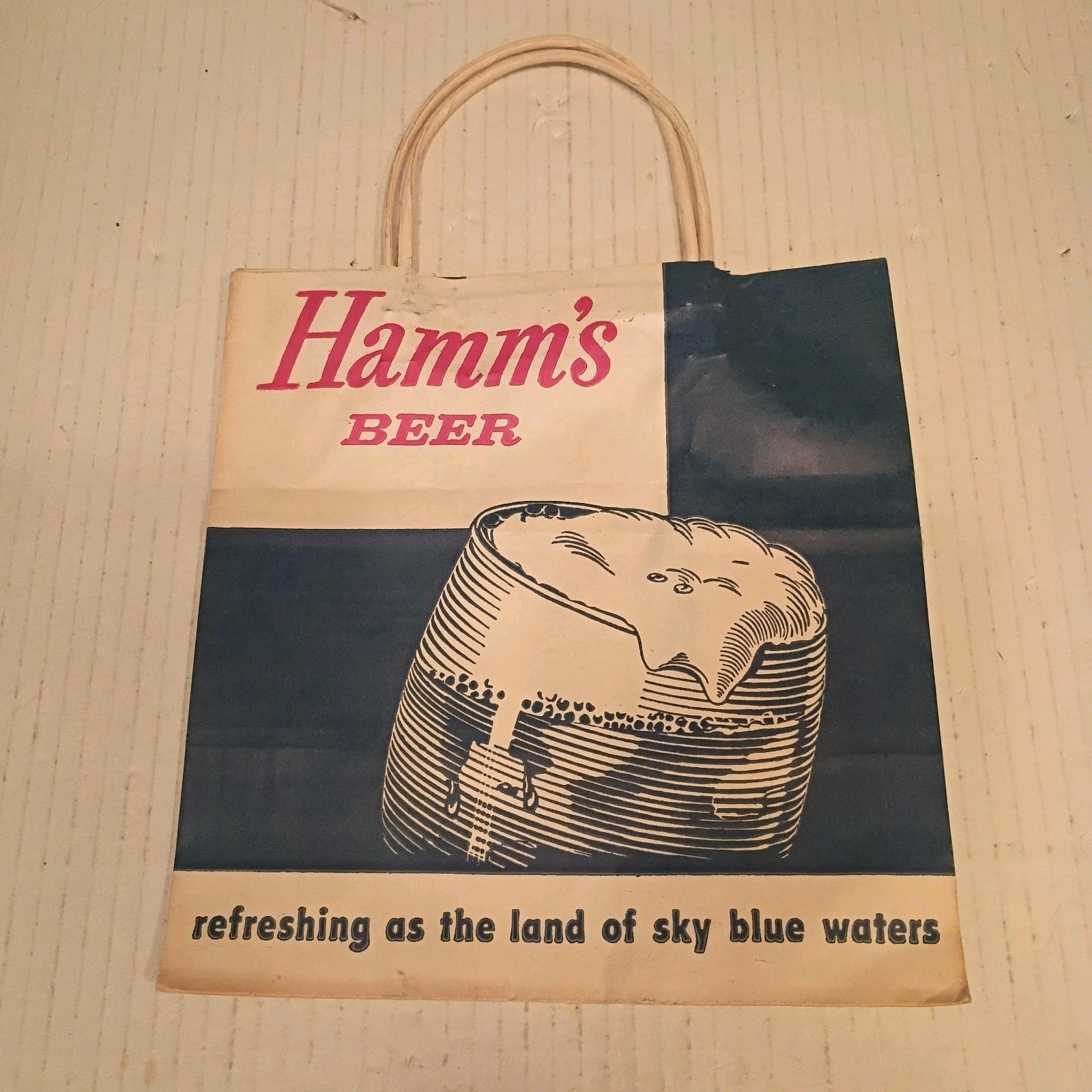 Rare Vintage Hamm's Beer Paper Bag Breweriana Advertising Alcohol NOS