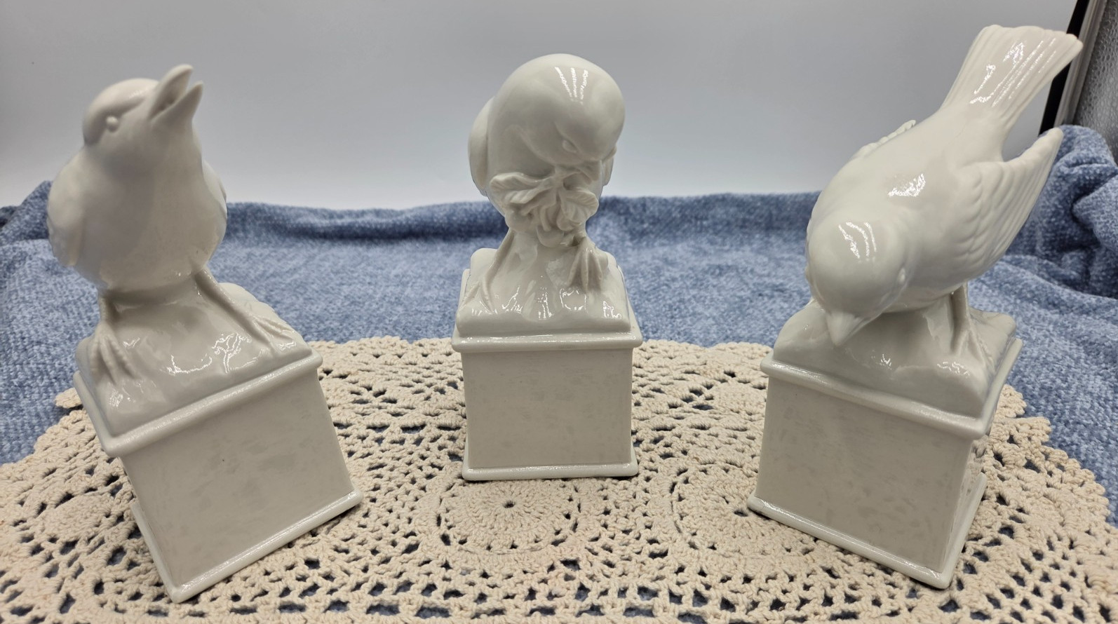 Vintage Paul Hanson Italy Porcelain White Bird Figurines Set of 3 Mid Century