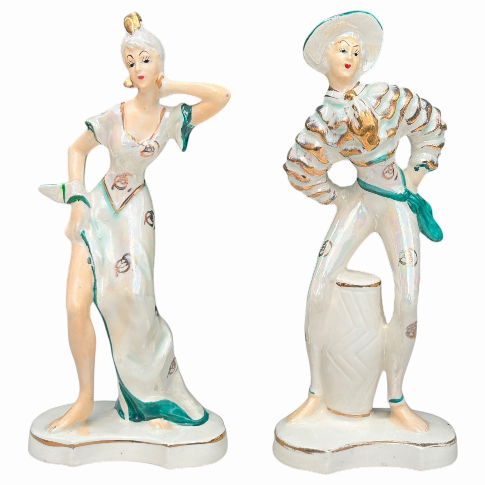 Vintage Porcelain Dancer Figures L&M Made in Japan Vtg Ceramic Hand Painted