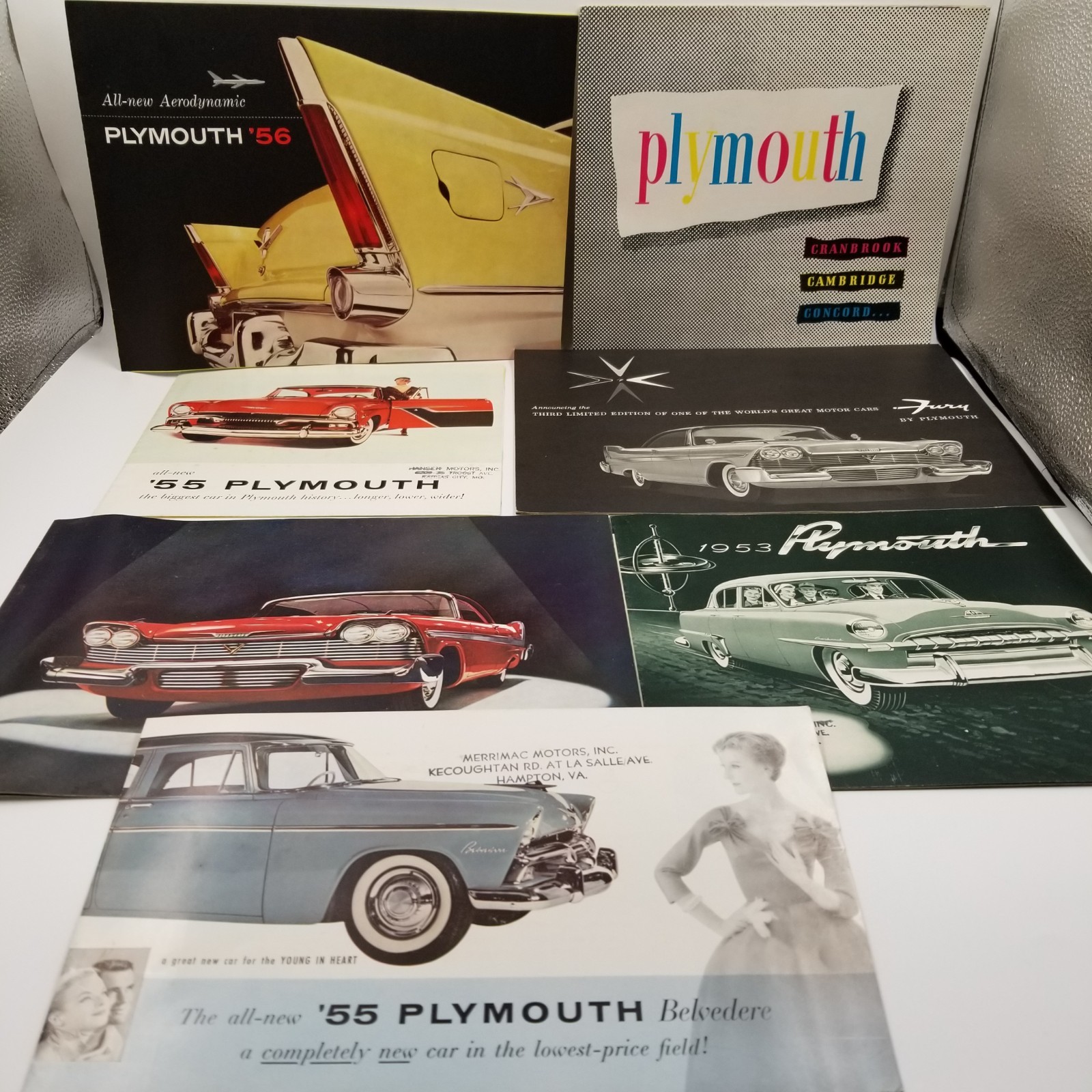 1950s Plymouth Sales Brochure Lot of 6 Fury Belvedere Cranbrook Original 1953-56