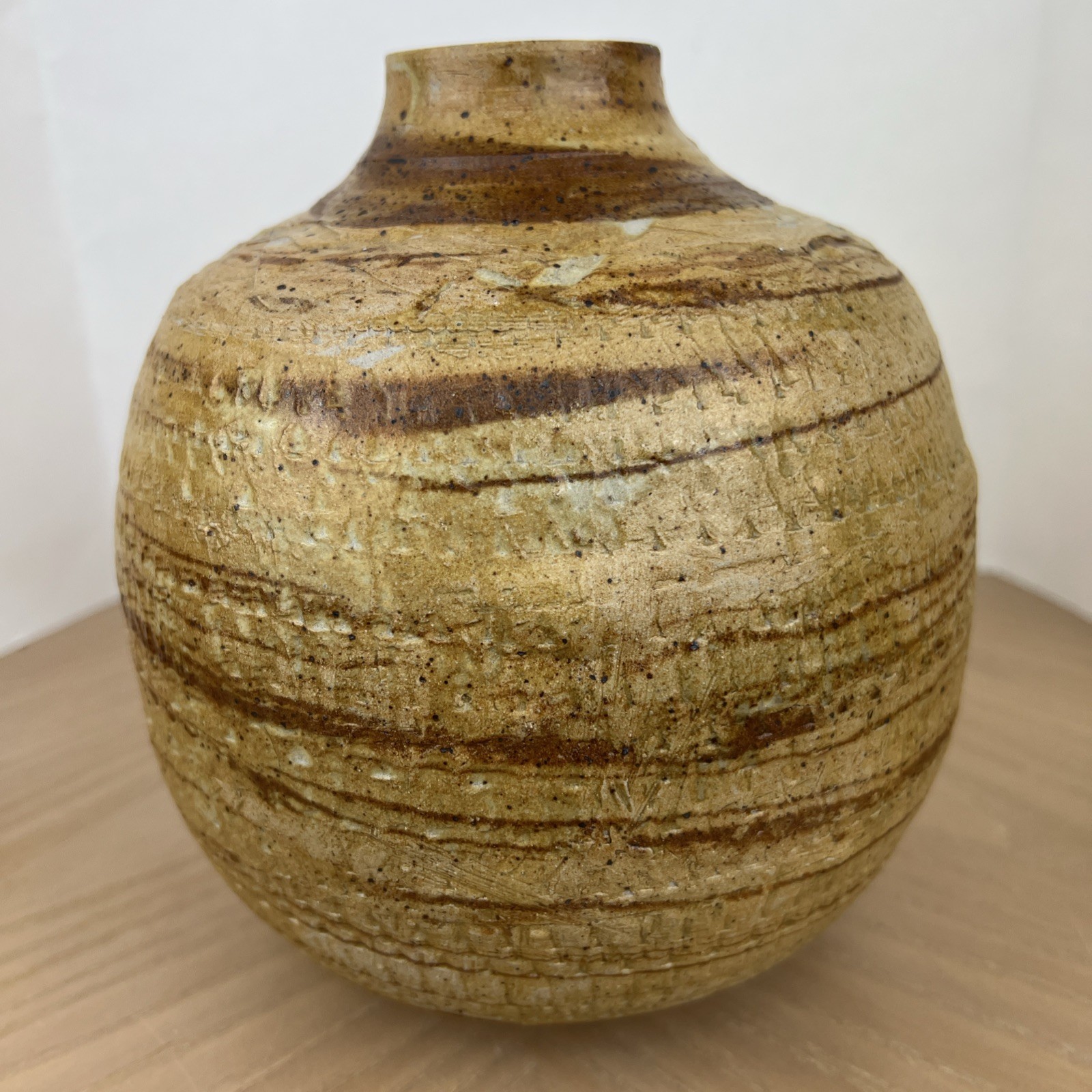 Signed Mid-Century Studio Pottery Vase 8” Heavy