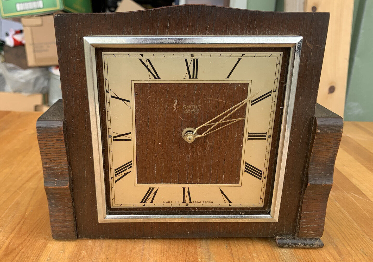 vintage smiths 4 jewel 8 day mantle clock great britain
