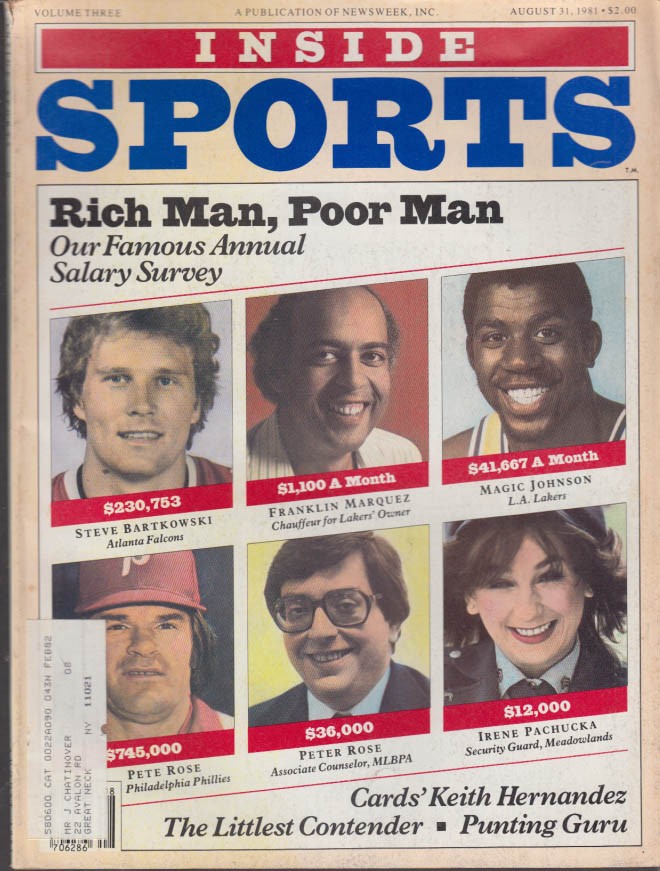 INSIDE SPORTS 9/31 1981 Keith Hernandez Montreal Alouettes; Pro Salaries