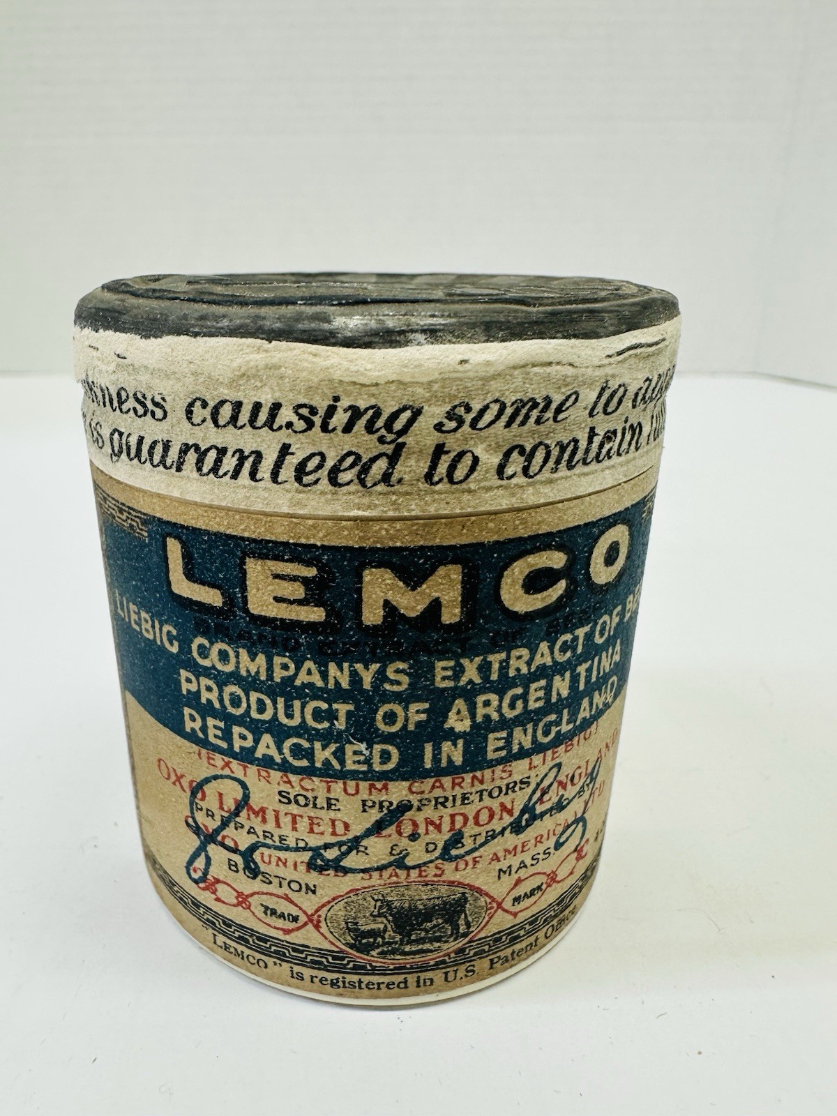 RARE Antique Lemco Beef Extract Crock Sealed