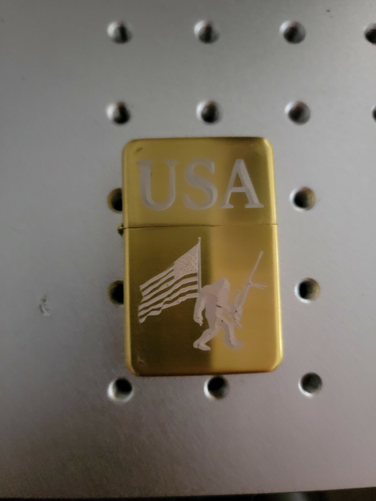 Bigfoot 50 cal American Flag Gold  LASER ENGRAVED  LIGHTER MINT IN BOX