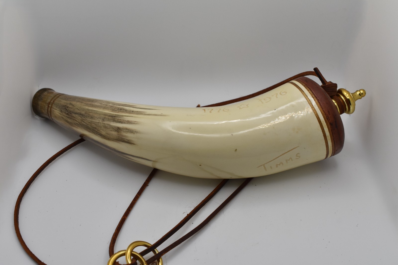 Vintage 1976 Bicentennial Ceramic Powder Horn 12 Signed Timms Vintage 1976 Bicentennial Ceramic Powder Horn 12 Signed Timms