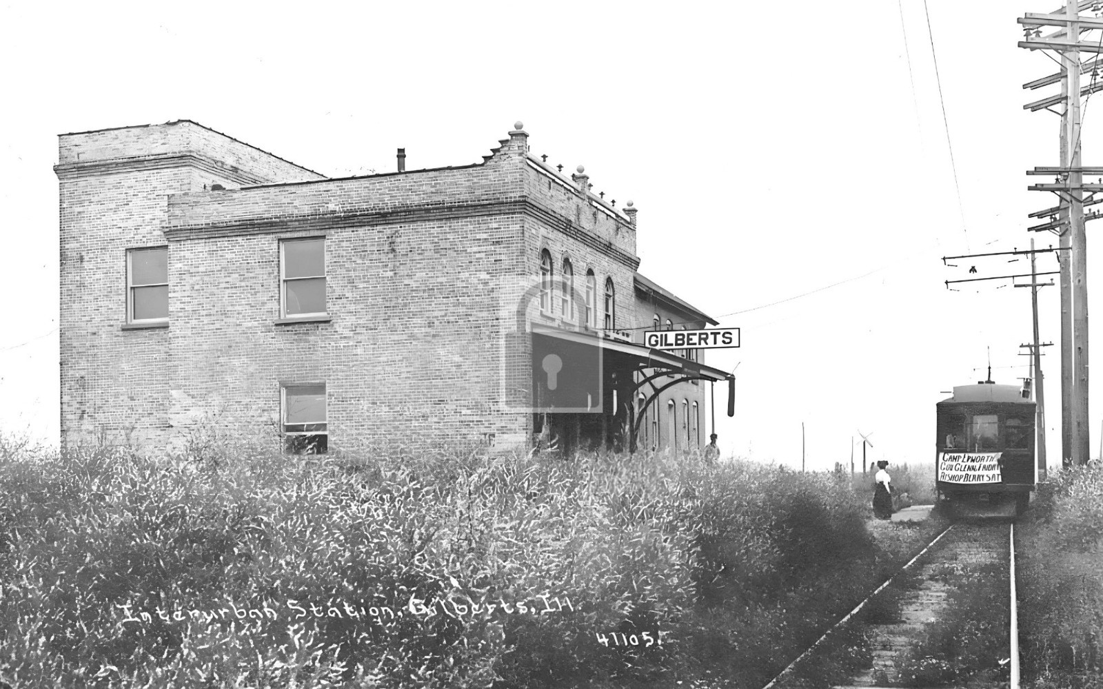 Interurban Trolley Train Station Gilberts Illinois IL - Reprint