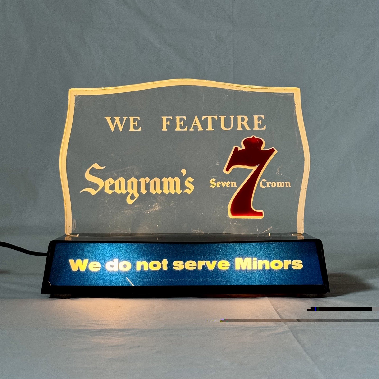 RARE Vintage Seagrams 7 Seven Crown American Whiskey Light Up Bar Sign Works
