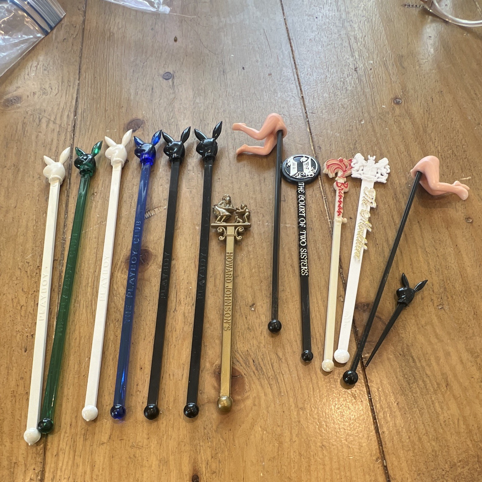 Vintage Mid Century Barware Swizzle Sticks Lot, 13pc Playboy Club, New Orleans