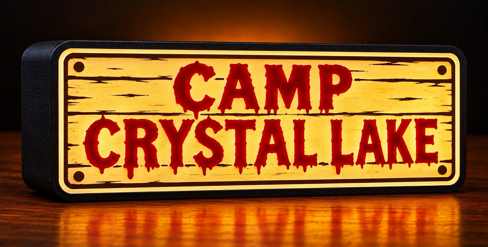 Camp Crystal Lake 3D Printed LightBox Desk Sign – Friday The 13th Horror Movie