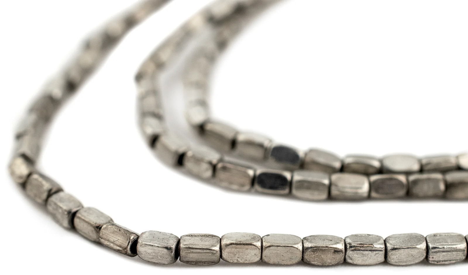 Antique Silver Faceted Rectangle Beads 4x2mm White Metal 24 Inch Strand Antique Silver Faceted Rectangle Beads 4x2mm White Metal 24 Inch Strand
