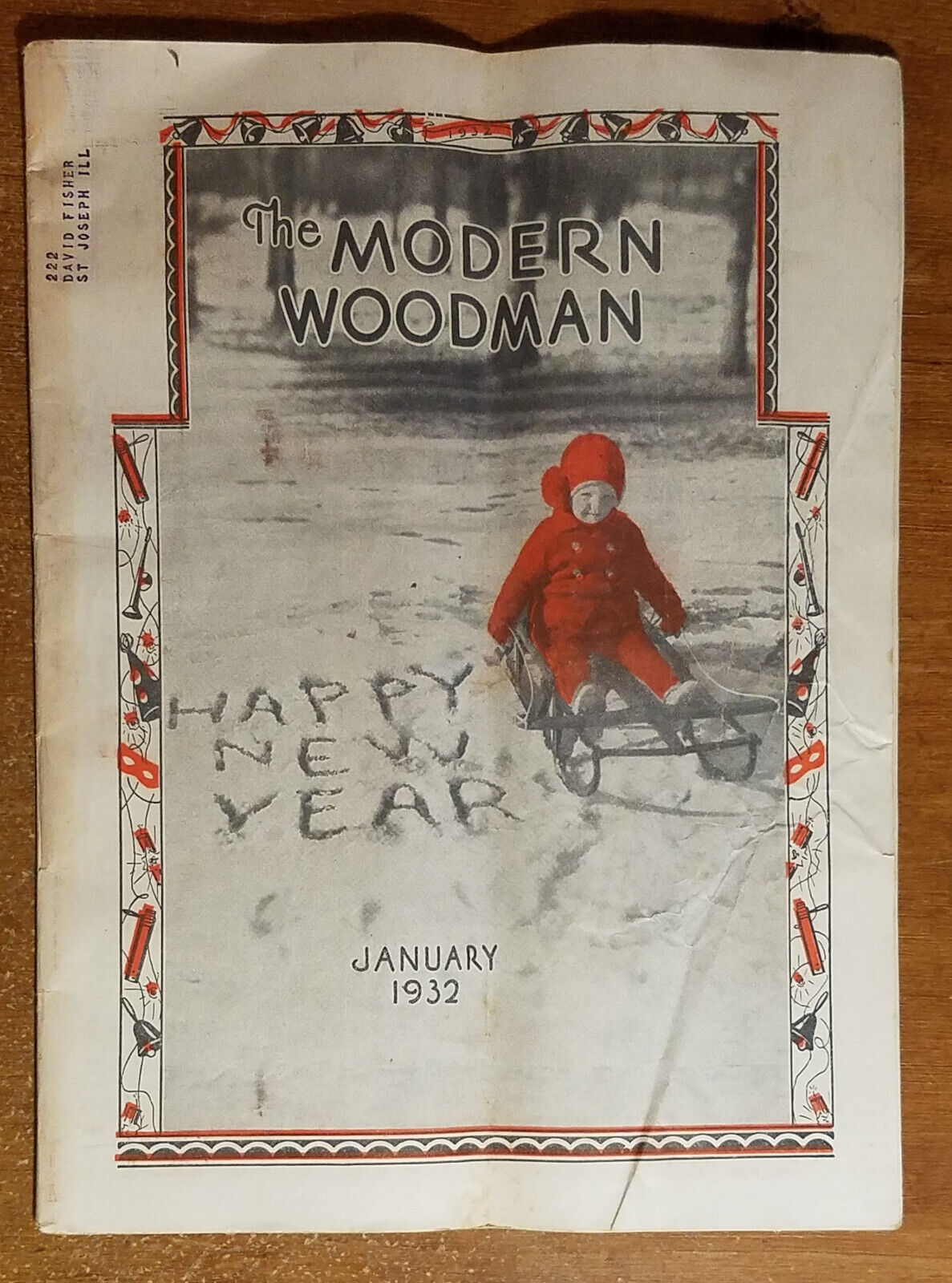 January 1932 Modern Woodman Magazine, Child Sledding Cover