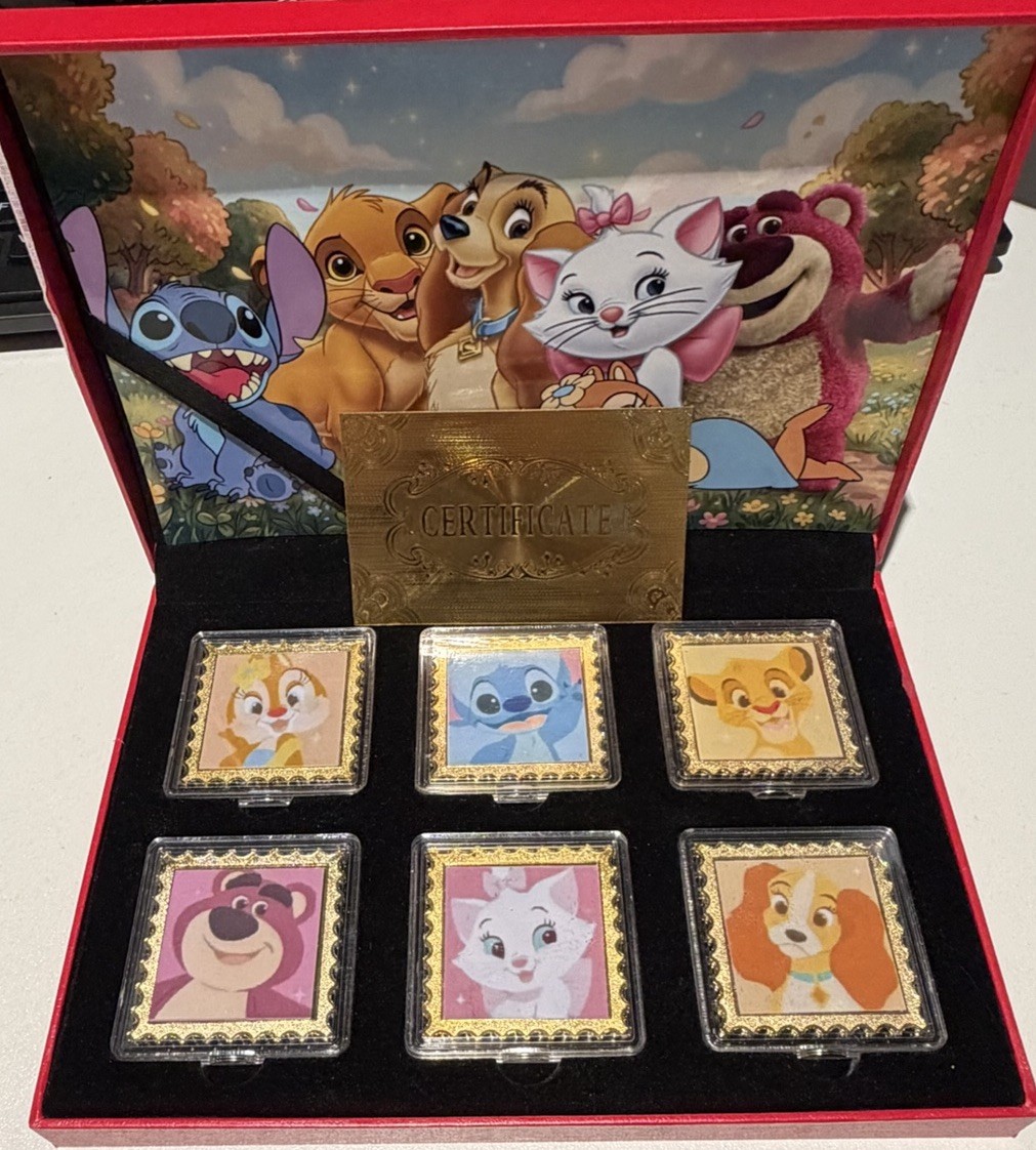 Disney 100 Years of Wonder Gold Plate Coin Set w/ COA
