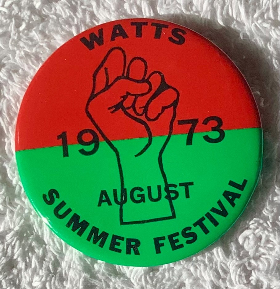 Watts Summer Festival August 1973 Vintage pinback button Black  Pride