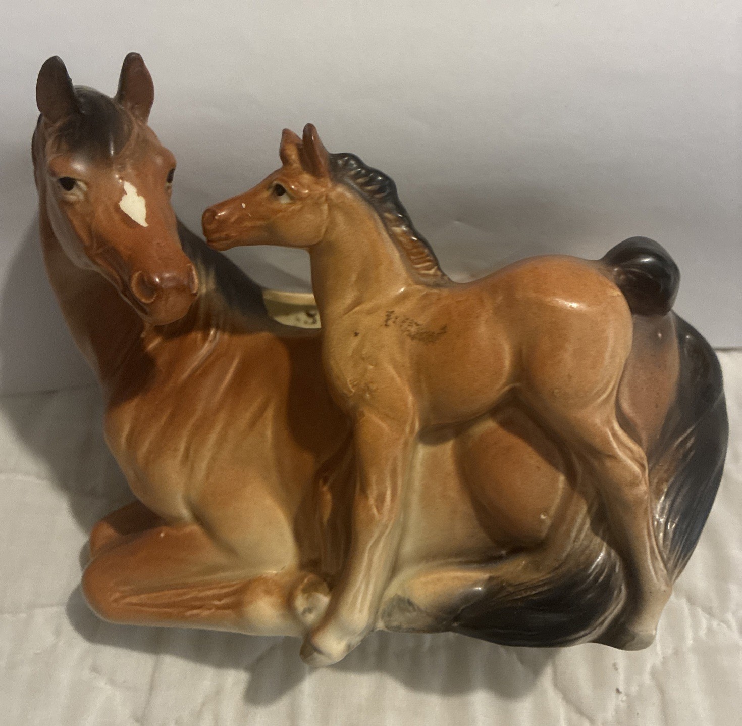 Vintage Mare & Foal Horse Planter PARMA AAI Japan A-310 7\