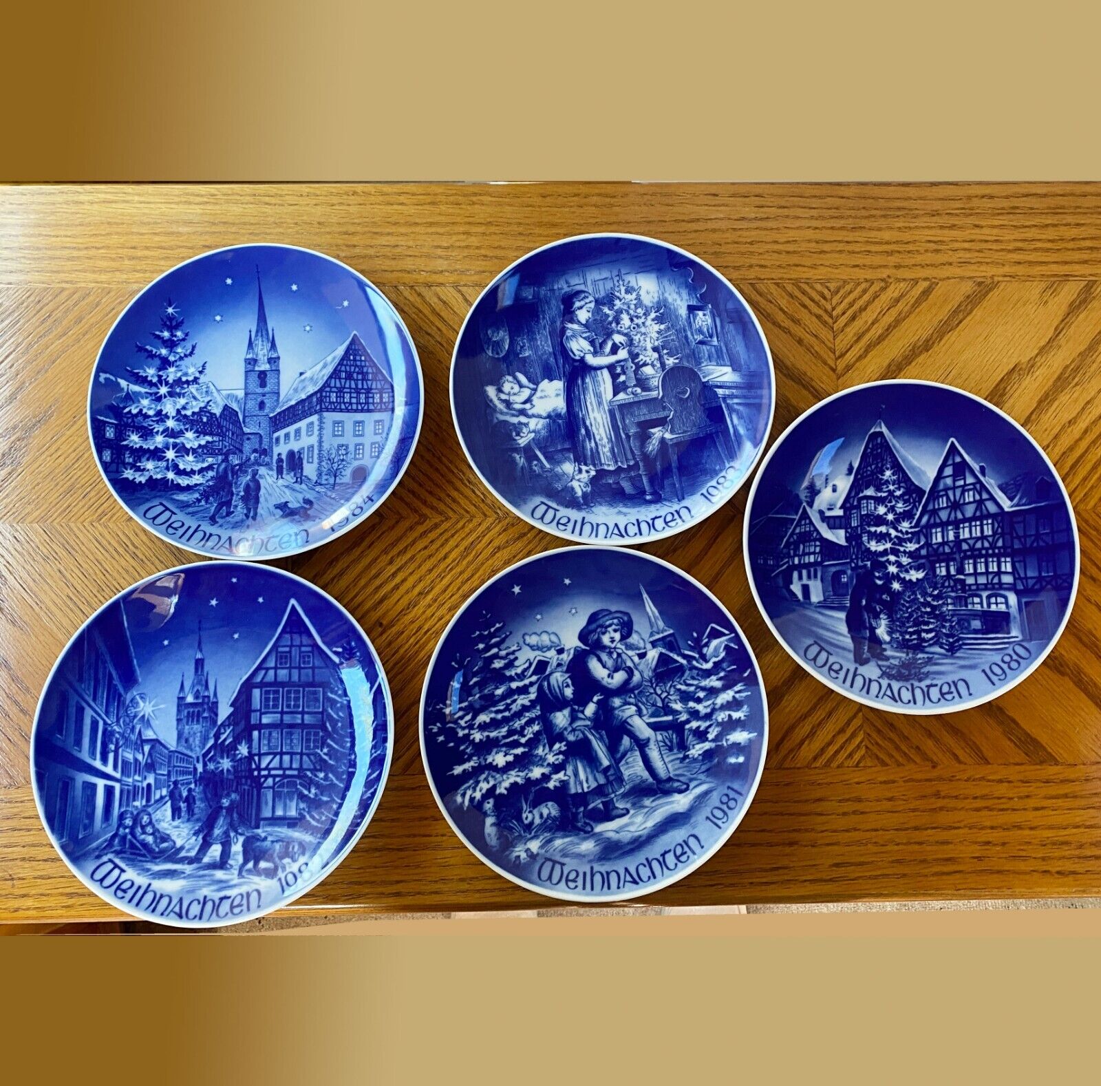 Bavaria Germany Bareuther Christmas Plates Years 1980-1984 Set of 5 Weihnachten