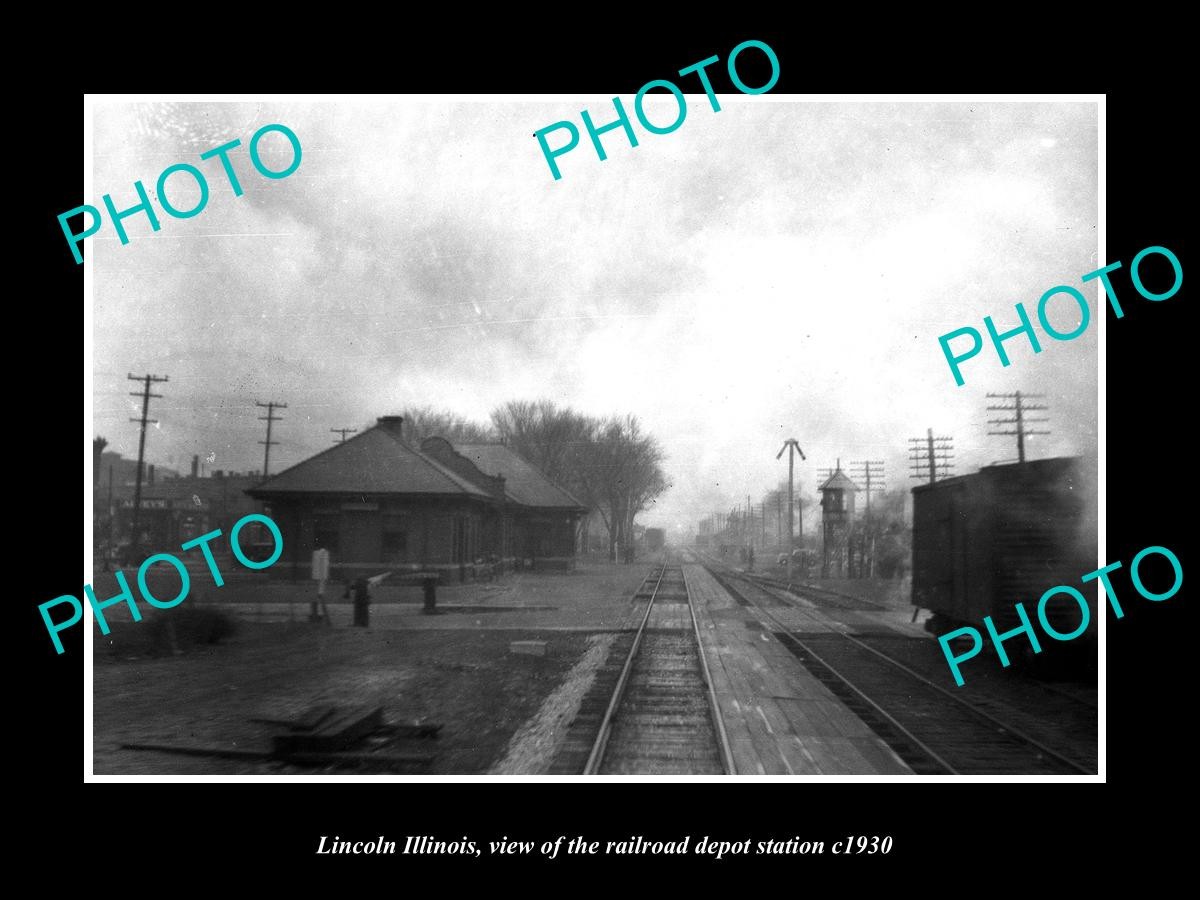 Lincoln Illinois View Of The Railroad Station c1930 Large Historic Old Photo Lincoln Illinois View Of The Railroad Station c1930 Large Historic Old Photo
