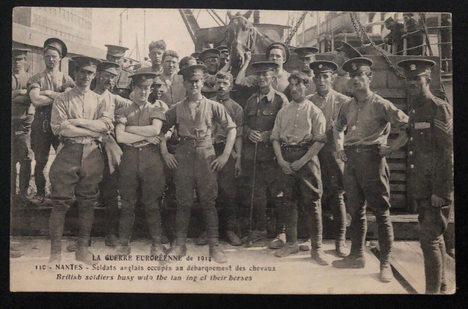Mint France Postcard RPPC British Soldiers Busy The Landing Of Their Horses